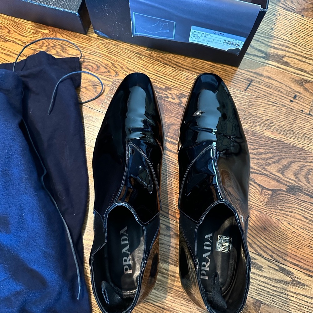 PRADA Men’s Patent Chelsea Boots, Size 10.5 (Euro), EXCELLENT CONDITION!
